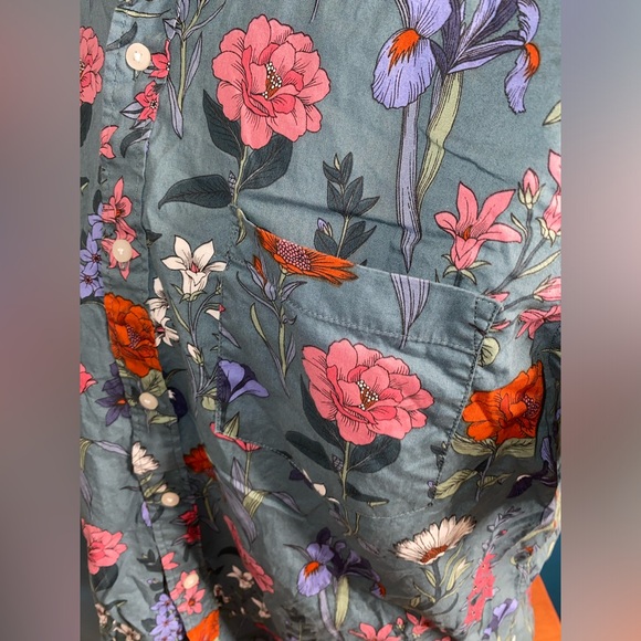 Goodthreads Poplin Floral Hawaiian Short sleeve button-down men's shirt XLARGE - Picture 12 of 16